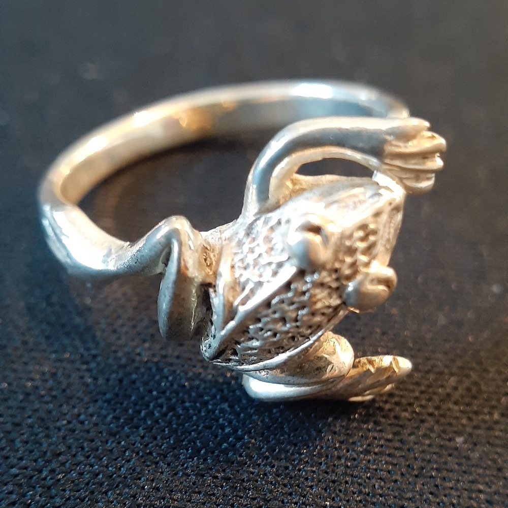 Sterling Silver Crawling Tree Frog Ring - image 6